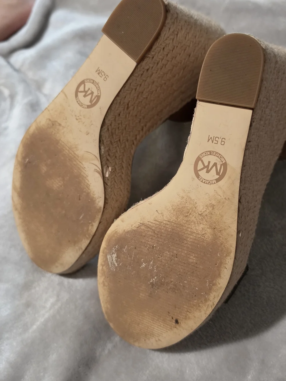 Michael Kors Kimberly Logo and Leather Wedge Sandal.